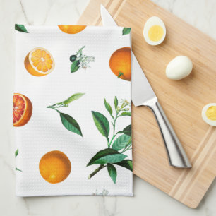 Serviettes de cuisine Feuille et orange Citrus