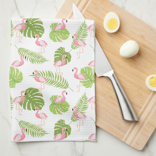 Serviettes de cuisine Flamant rose (Quart Plié)