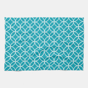 Serviettes de cuisine géométriques bleues d'Aqua