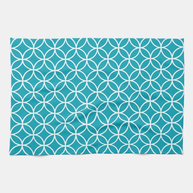 Serviettes de cuisine géométriques bleues d'Aqua (Horizontal)