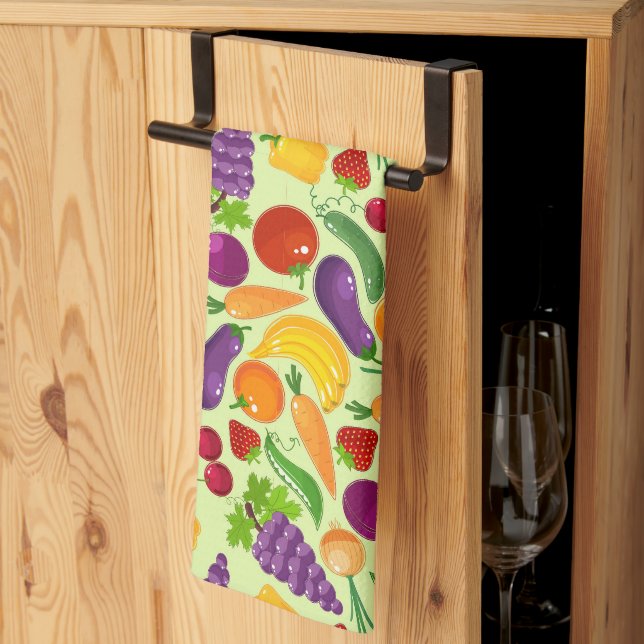 Serviettes de cuisine Légume et fruits (Pliage en tiers)
