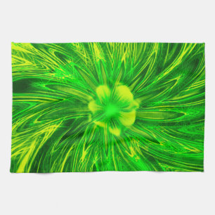 Serviettes de cuisine Lignes Abstraites Fleur vert