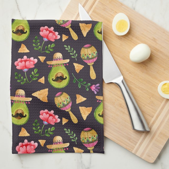 Serviettes de cuisine mexicaines Fiesta épicées (Quart Plié)