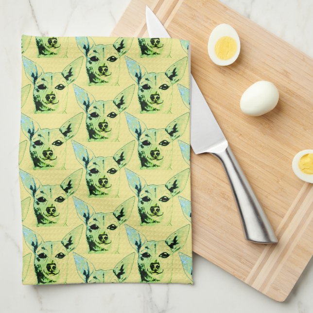 Serviettes de cuisine orientées de chiwawa (Quart Plié)