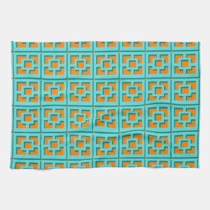 Serviettes de cuisine Retro Turquoise et Orange Tr