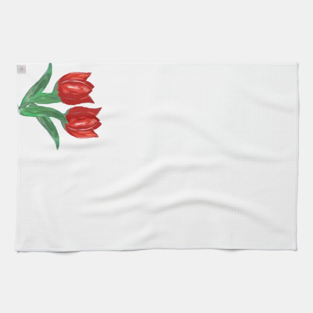 Serviettes de cuisine rouges de tulipe (Horizontal)