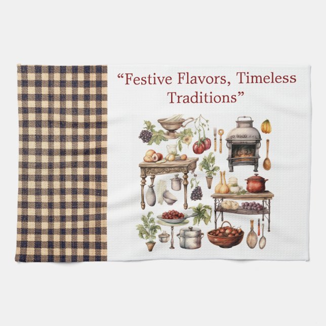 Serviettes de cuisine-Serviettes de Noël victorien (Horizontal)