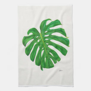 Serviettes de cuisine tropicales de feuille de