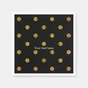 Serviettes de fête à pois en faux papier alu noir 