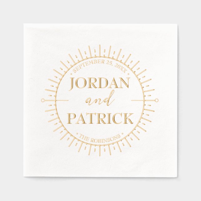 Serviettes de Mariage personnalisées Sun Rays Cele (Recto)
