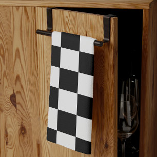 Serviettes de Motif en damier noir et blanc rétro
