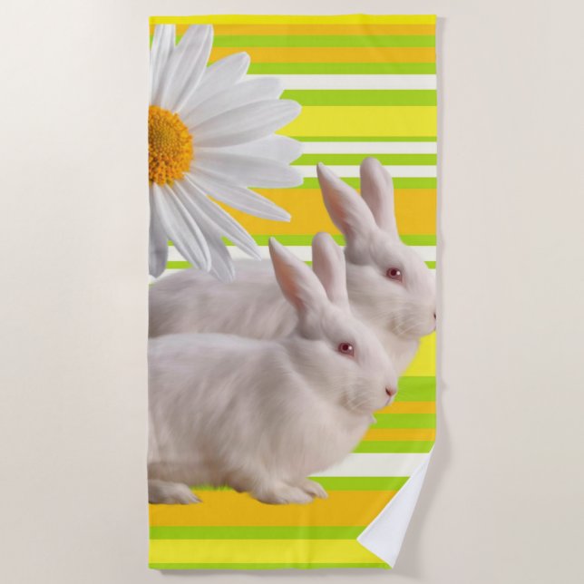 Serviettes de plage Blanc Daisy (Devant)