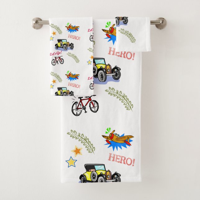 Serviettes de salle de bain Jeux Héros Vélo Voitur (En situation)