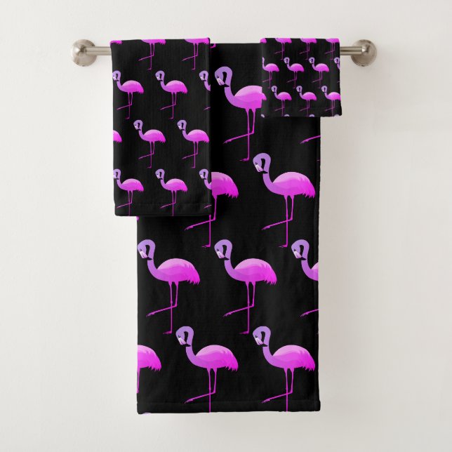 SERVIETTES DE SALLE DE BAINS EN FLAMINGO EN FLURO  (En situation)