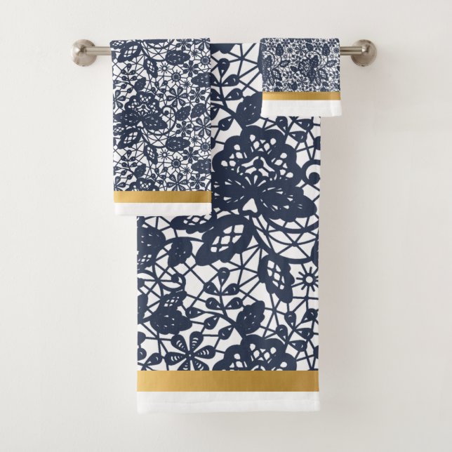SERVIETTES DE SALLE DE BAINS EN LACE BLANCHE DE LU (En situation)