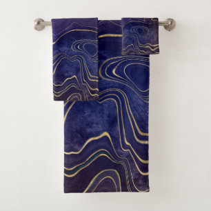 SERVIETTES DE SALLE DE BAINS EN MARBRE BLEU PURPLE