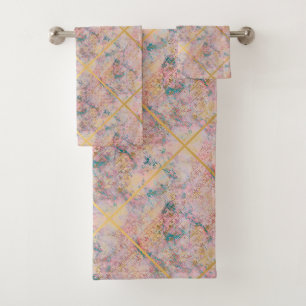 SERVIETTES DE SALLE DE BAINS EN MARBRE ROUGE ART D