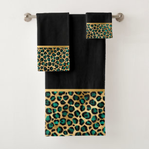 SERVIETTES DE SALLE DE BAINS EN VERT NOIR LUXE POS