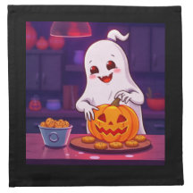 Joli fantôme d'Halloween préparant des biscuits av