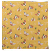 Motif Whimsical Orange Ecru Moths