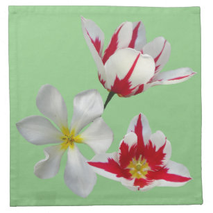Serviettes De Table Tulipes blanches rouges fermer le tissu Napkin