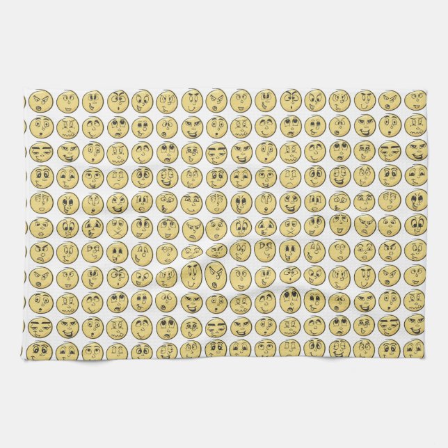 Serviettes de thé de cuisine d'Emoji de bande (Horizontal)