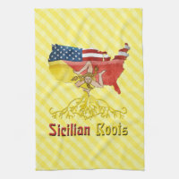 Serviettes de thé siciliennes américaines racines