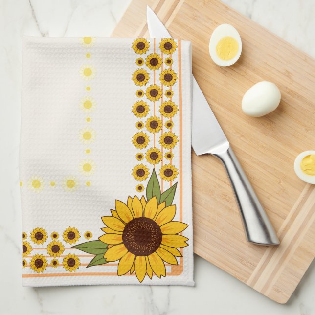 Serviettes de toilette avec des tournesols colorés (Quart Plié)