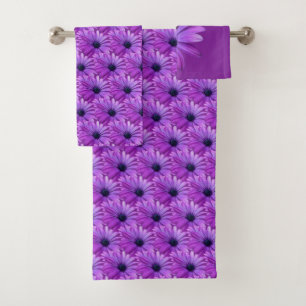 Serviettes de toilette Daisy Set Personnalisé Purp