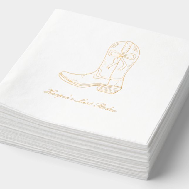 Serviettes Dernières Rodeo Coquette Bow Gold Foil  (Détail)