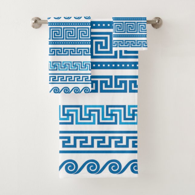 Serviettes d'hôtes Blue Greek Key (En situation)