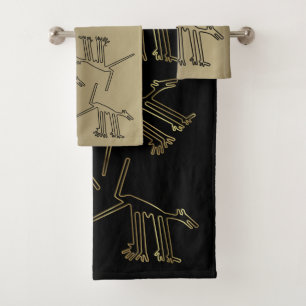 Serviettes d'or et de noir avec des lignes de Nazc