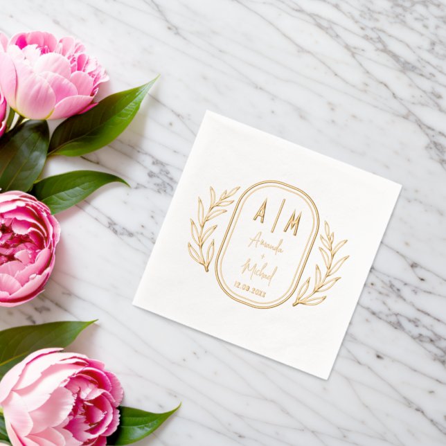 Serviettes élégantes à l'huile estampé avec monogr (Insitu (Mariage))