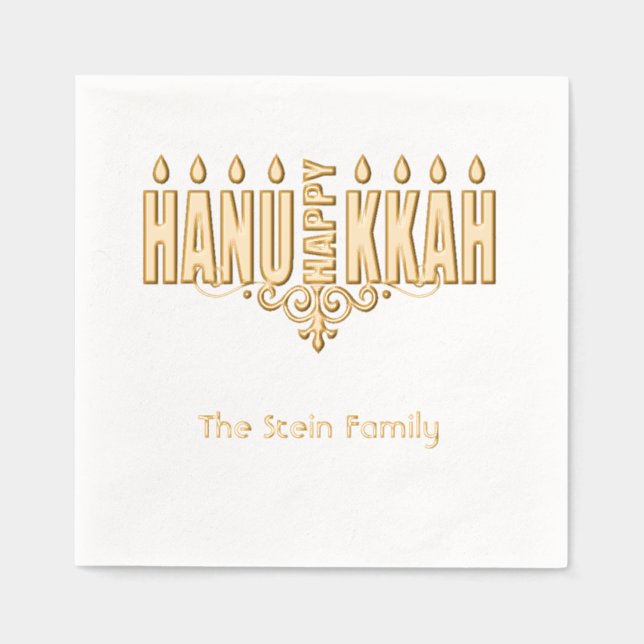 Serviettes empilées Hannukah Foil (Recto)