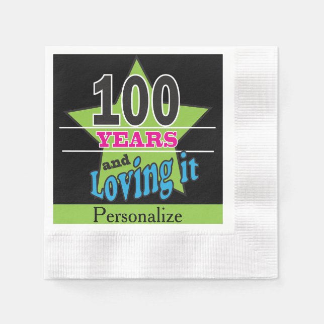 Serviettes En Papier 100 ans et aimer | Anniversaire 100 ans (Devant)