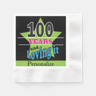 Serviettes En Papier 100 ans et l'aimer anniversaire de   100th