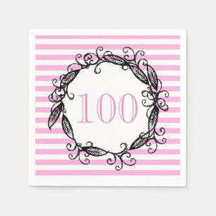 Serviettes En Papier 100e anniversaire femme rose blanc noir Tourbillon