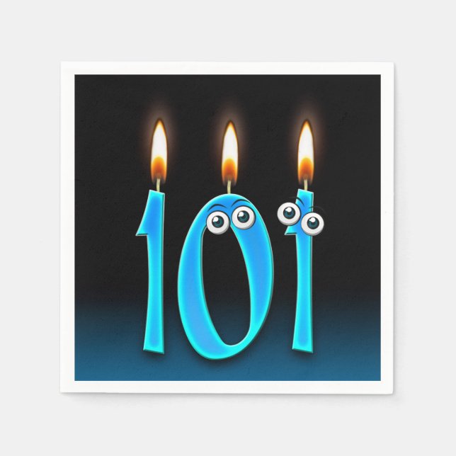 Serviettes En Papier 101e anniversaire bougie aux globes oculaires (Devant)