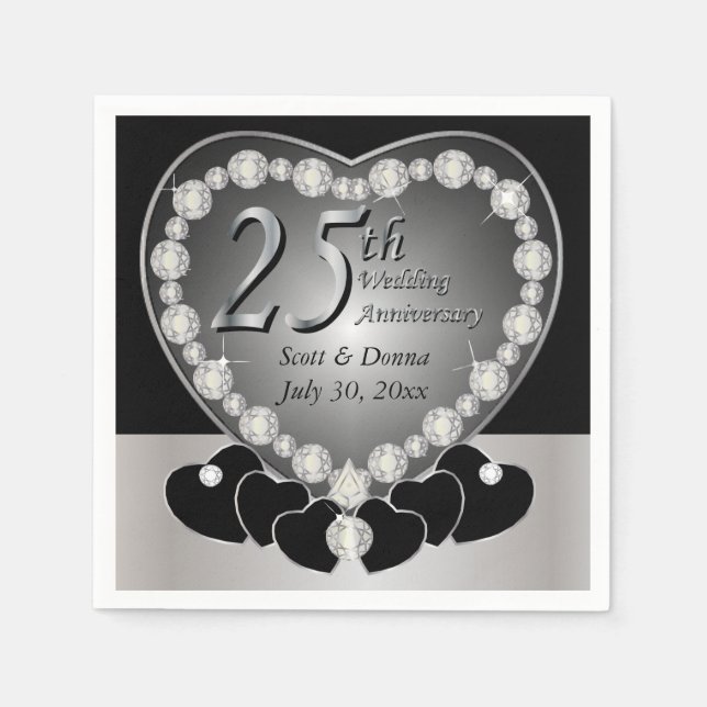 Serviettes En Papier 25e anniversaire du Mariage d'argent (Devant)
