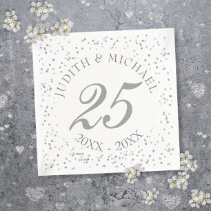 Serviettes En Papier 25e anniversaire Mariage de la fécule d'argent Con