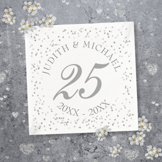 Serviettes En Papier 25e anniversaire Mariage de la fécule d'argent Con