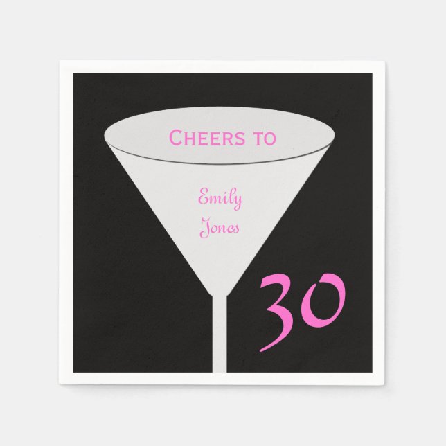 Serviettes En Papier 30e anniversaire fête "Cheers To" Papier serviette (Devant)