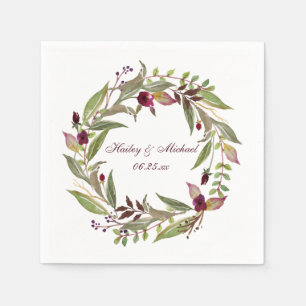 Serviettes En Papier #3 Roses blanches de Marsala Burgundy