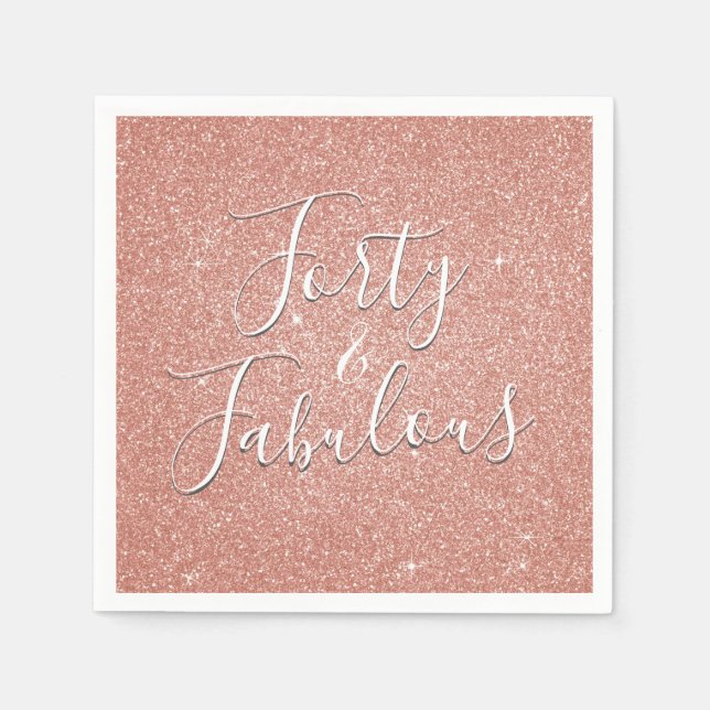 Serviettes En Papier 40 et fabuleux Rose Gold Blush Parties scintillant (Devant)
