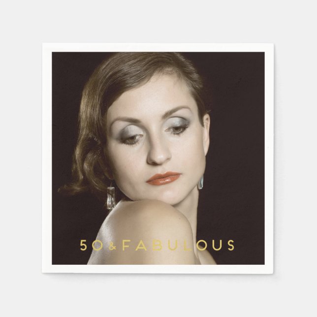 Serviettes En Papier 50 et fabuleux | Papier photo personnalisé Napkin (Devant)