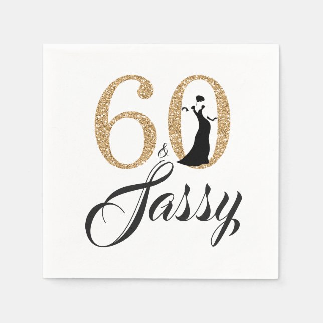 Serviettes En Papier 60 et fête d'anniversaire de Sassy (Devant)