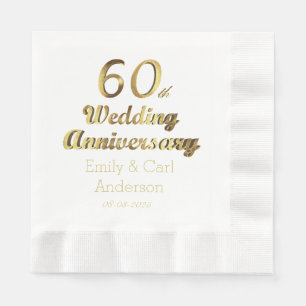 Serviettes En Papier 60e Anniversaire du Mariage diamant Typographie de