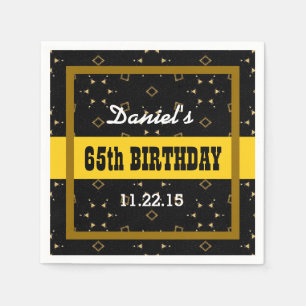 Serviettes En Papier 65e anniversaire GOLD and BLACK Confetti Custom V0