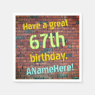 Serviettes en papier 67e anniversaire look décontr