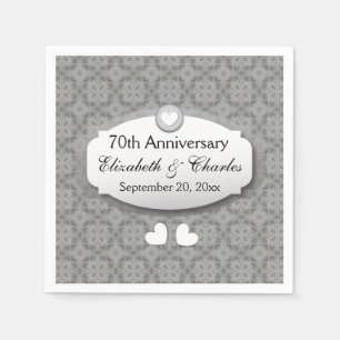 Serviettes En Papier 70e anniversaire du Mariage Platinum Z03